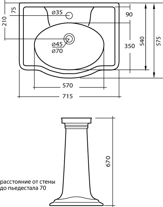 Раковина CEZARES Royal Palace Напольная раковина стоящая овальная Cezares Royal Palace - Вид №1