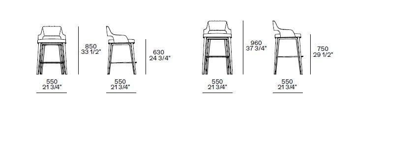 Высокий тканевый стул с подлокотниками Poliform ARCH-00042268 - Вид №3