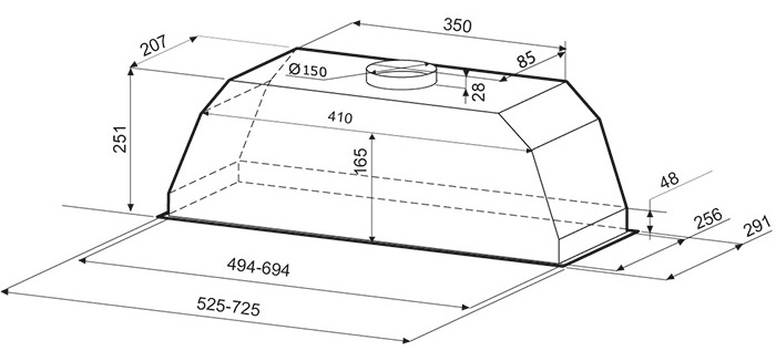 1222073 Вытяжка полновстраиваемая KRONA AMELI 600 inox PB серебристый STDN-0012301 - Вид №9