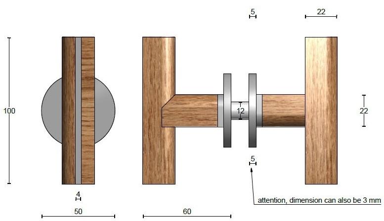 Formani Мебельная ручка из нержавеющей стали и дерева Two Pbt22v/50 - pbt22g - Вид №3