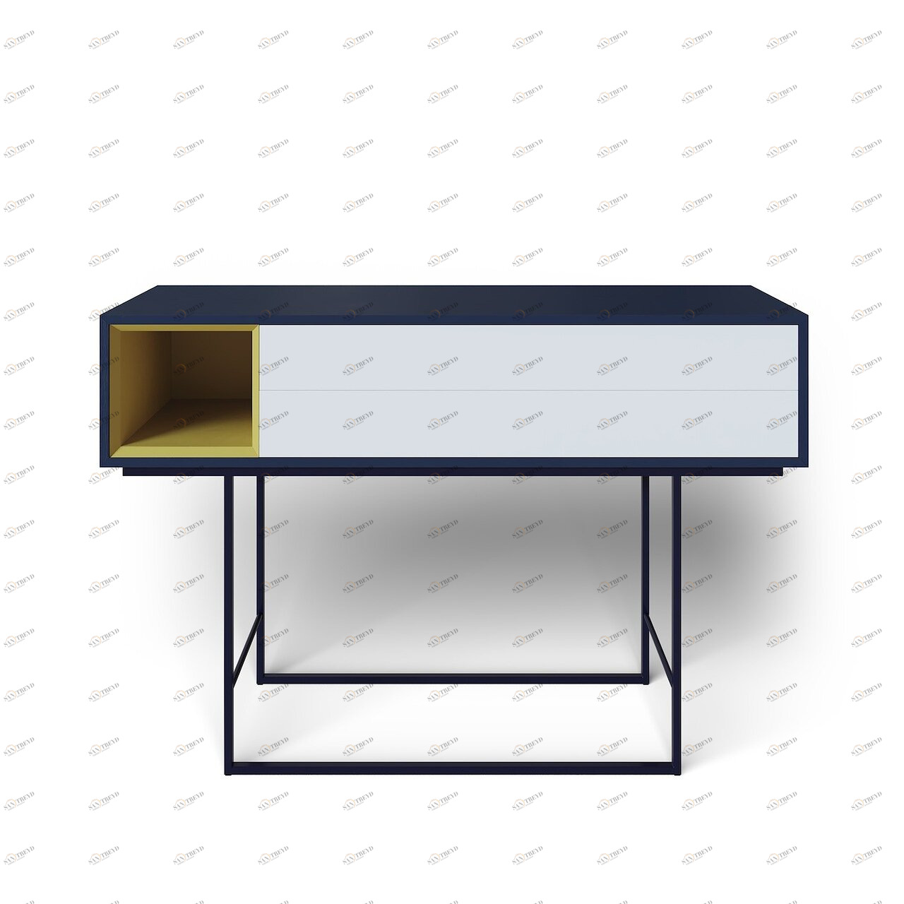 Консоль с ящиками на металлических ножках темно-серая Quadro new BRAGIN DESIGN  256545 Черный 