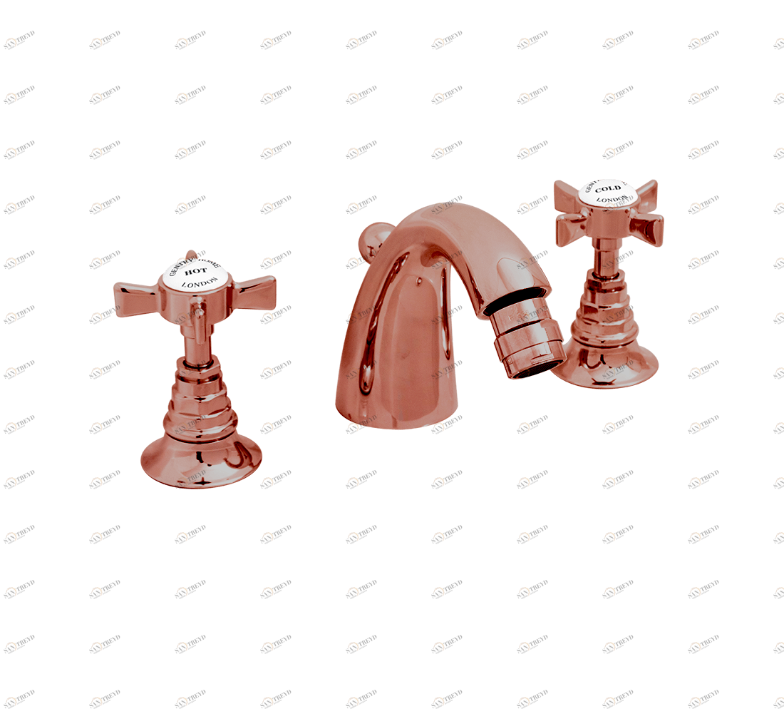 Gentry Home Смеситель для раковины Style на три отверстия с всплывающей пастой Ascot Медь GH100558 