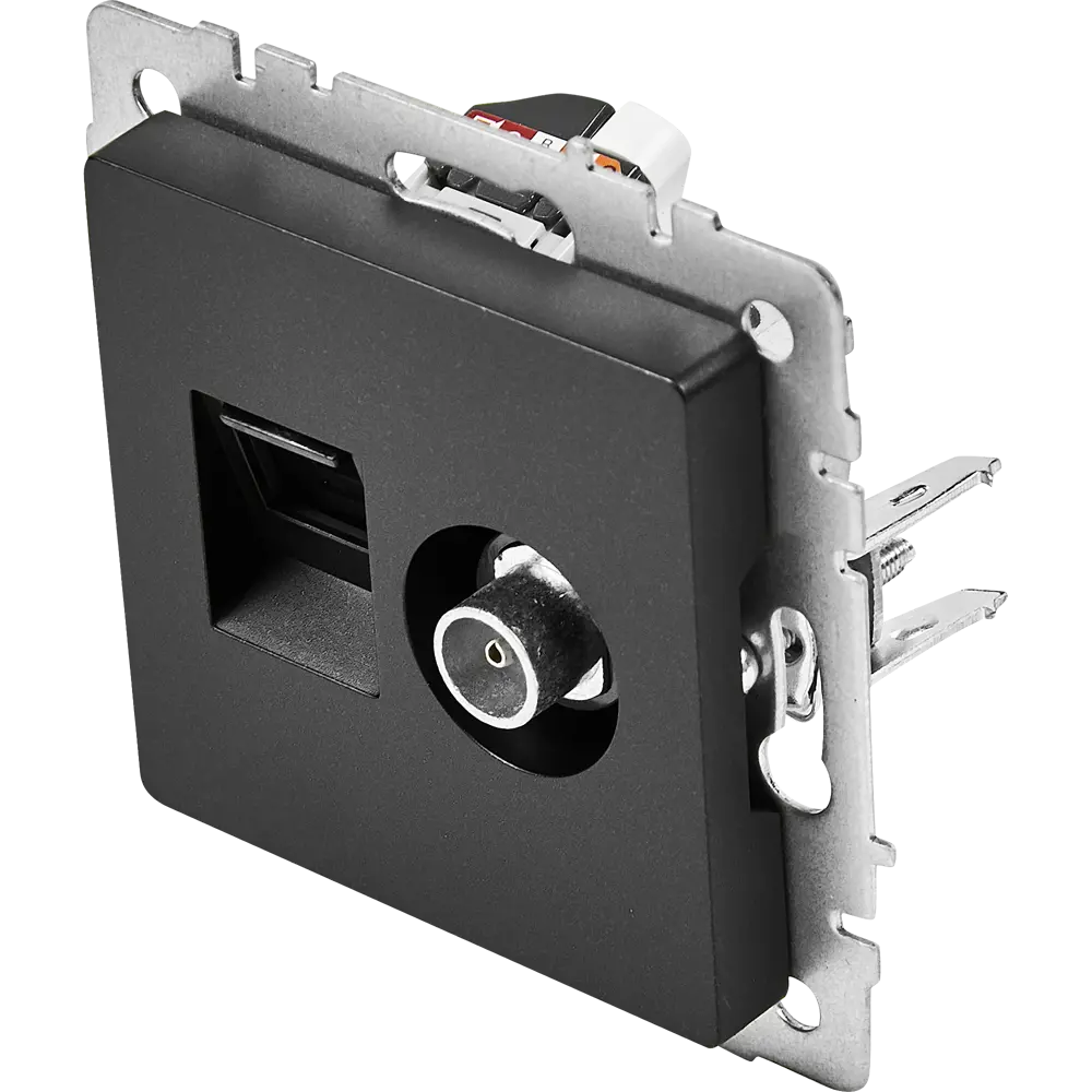 Розетка TV-спутник IEK Brite для скрытого монтажа, черная 87761563 STLM-1117819