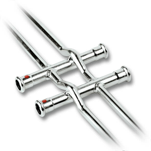 1245821512 SANHA 24582 двойная пресс-крестовина проходная ВПр-НПр 15x12x500 mm мм  - Вид №1