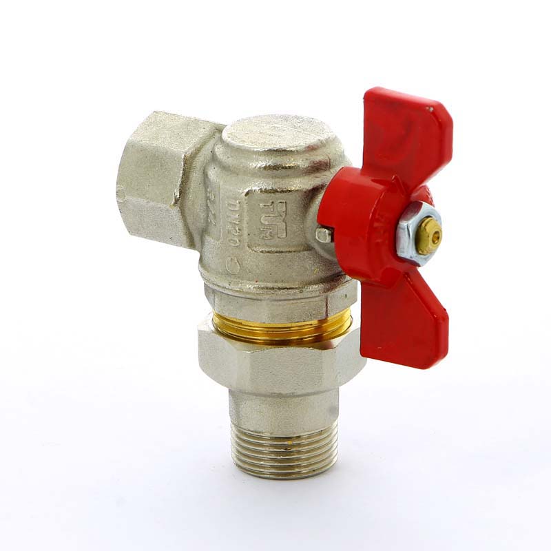 Кран шаровой НВ с разъемным соединением для коллектора бабочка TIEMME угловой 3/4" 2120005 - Вид №1