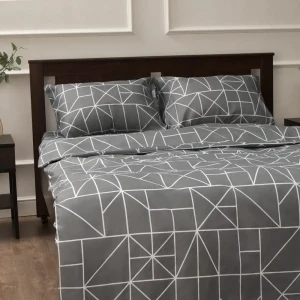 Комплект постельного белья Eclair Крейк полутораспальный полисатин серый опал