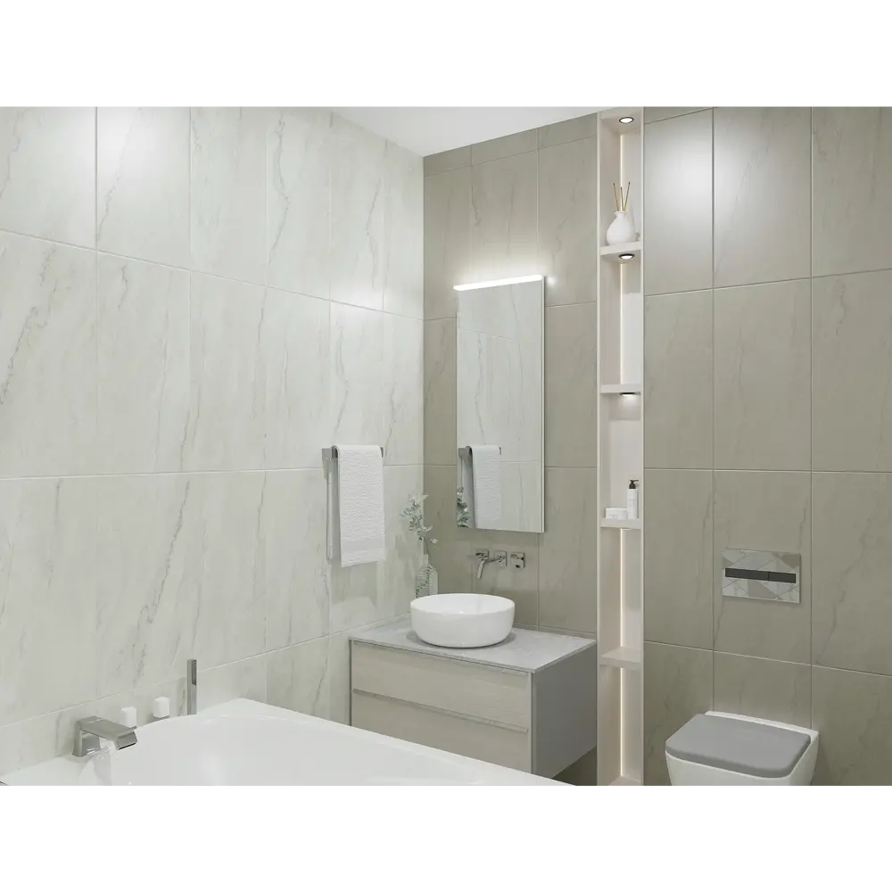 Плитка настенная Azori Carlina Shadow 31.5x63 см 1.79 м² матовая цвет серый STLM-2105468 - Вид №5