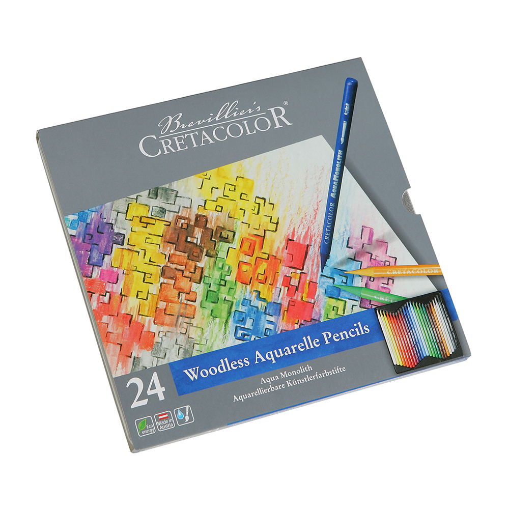 24 "AQUA MONOLITH" Набор профессиональных акварельных карандашей без деревянной оболочки цв. CC250 Creta Color 