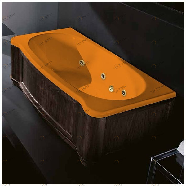 Ванна Gruppo treesse New Classic Young STD-V6747-SX-WV-OZ оранжевая с золотой фурнитурой и гидромассажем прямоугольная левая деревянная панель венге STDV6747SXWVOZ