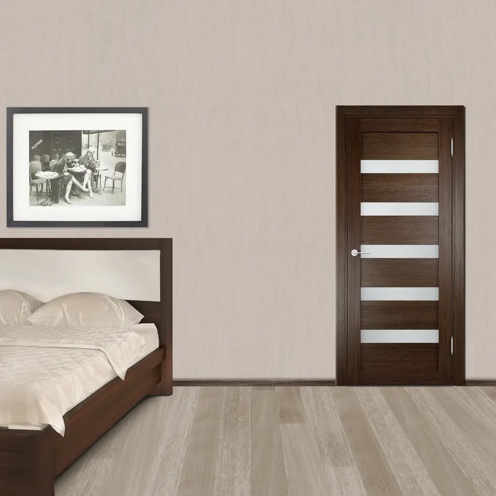 Полотно дверное остеклённое Мюнхен 60x200 см, ламинация, цвет дуб табак 3D ELDORF STLM-2028860 - Вид №2