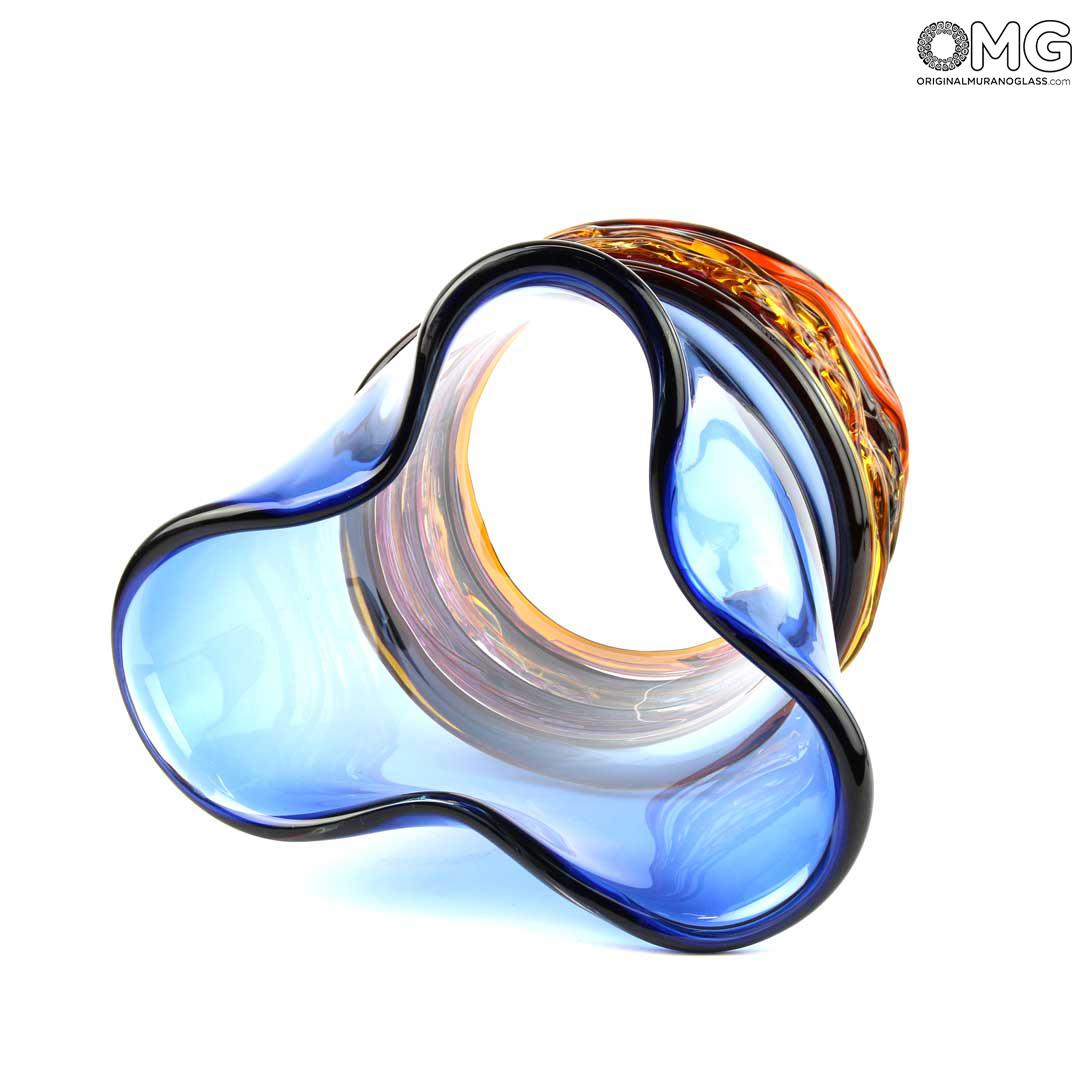3879 ORIGINALMURANOGLASS Ваза Калиффоне - синяя - муранское стекло OMG 20 см  - Вид №1