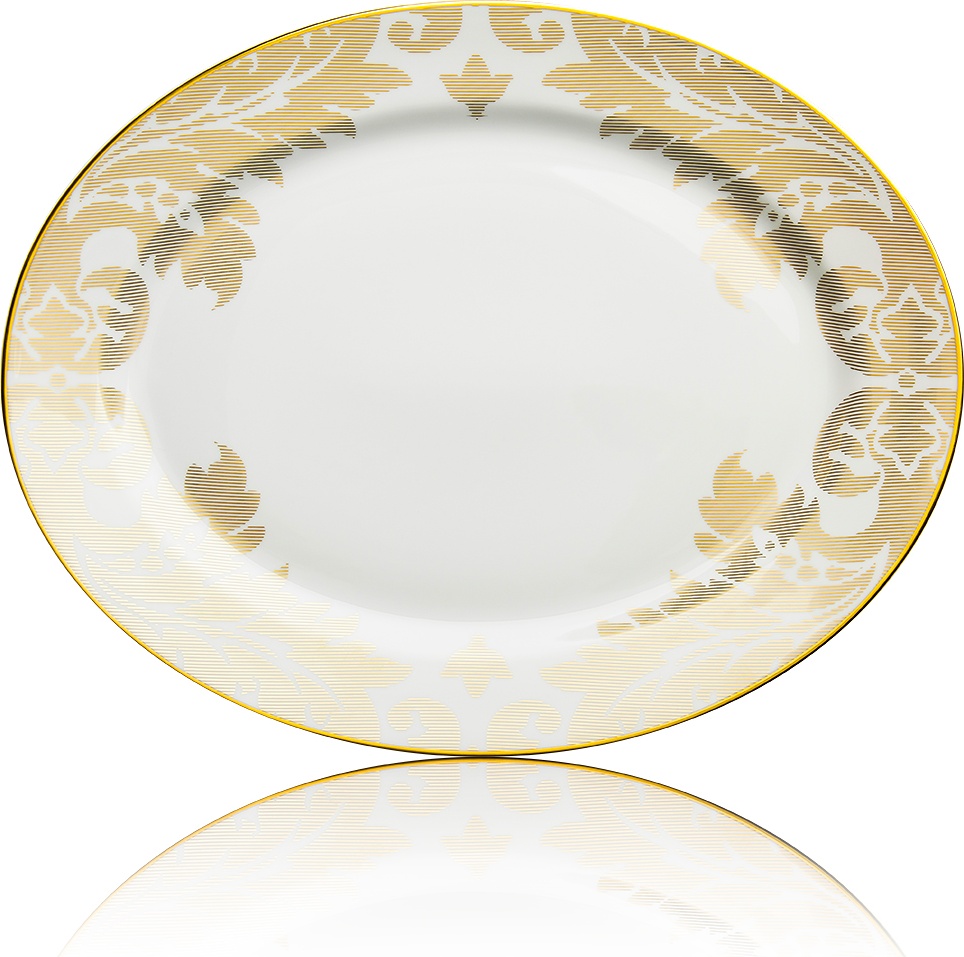 10626596 Haviland Блюдо овальное 40см  "Дамасский узор" (золотое) Фарфор, Керамика 