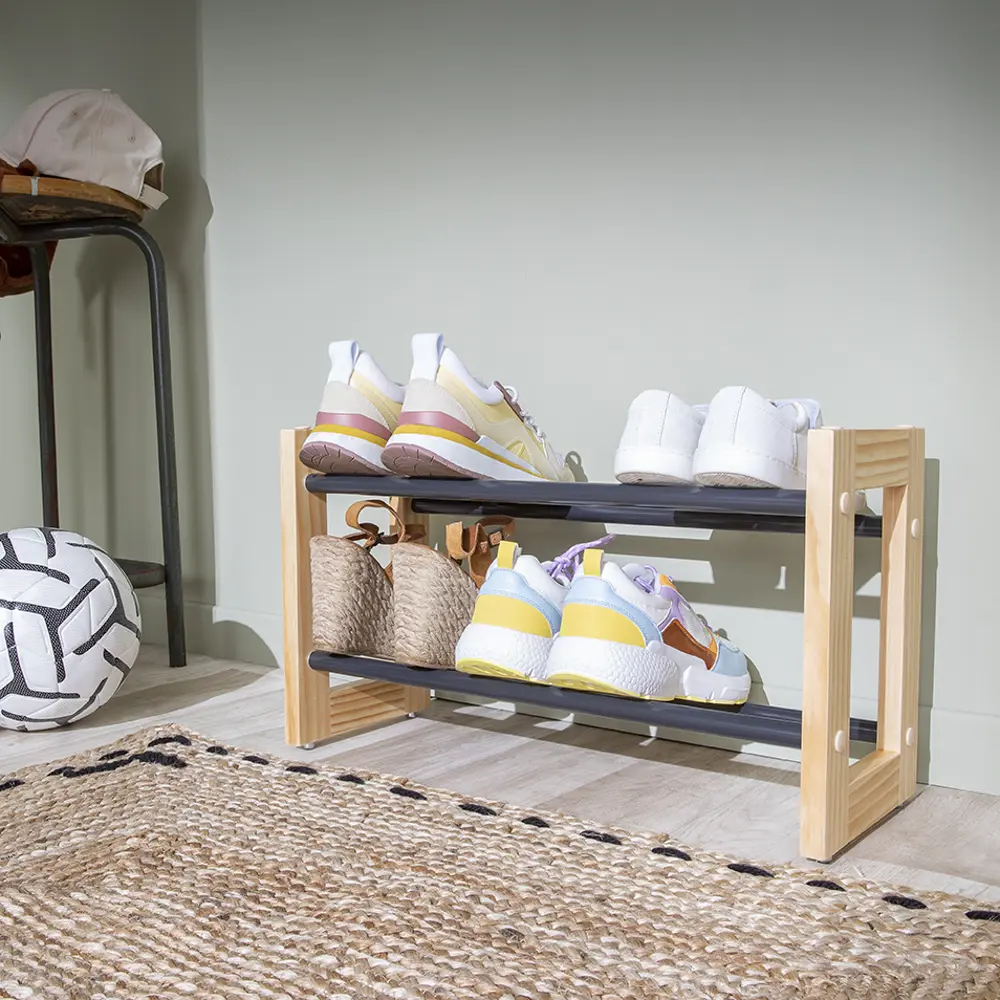 Подставка для обуви Spaceo 55x32x20.5 см дерево/сталь цвет чёрный STLM-2011919 - Вид №12