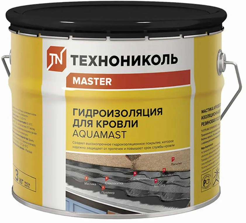 Гидроизоляционная мастика ТЕХНОНИКОЛЬ AquaMast для кровли 3 кг 13894242