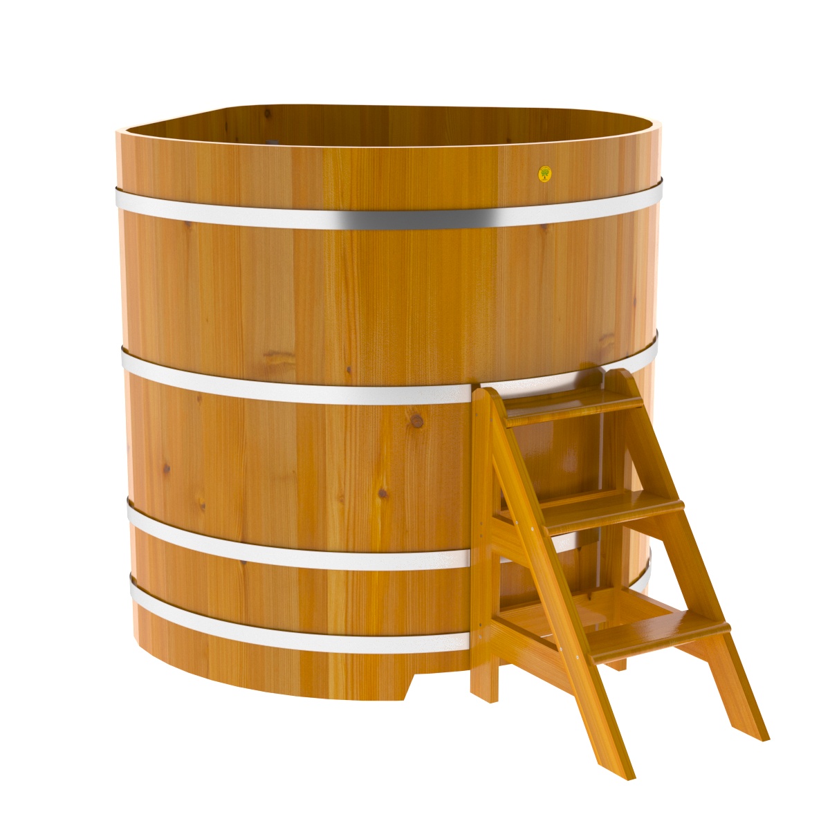 2324 Купель угловая из лиственницы Рустик 1,37х1,37х1,4 натуральная Alyarus  - Вид №1