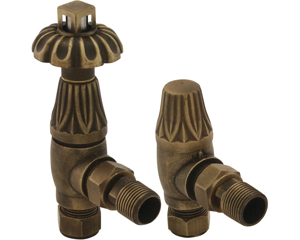 HAN004 Входной термостатический клапан радиатора Crocus Wheel 15 мм (античная латунь) Сarronheating  - Вид №1