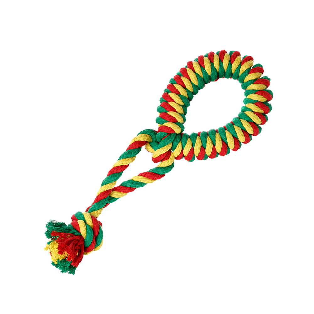 ПР0055335 Игрушка для собак Dental Knot Кольцо канатное малая (Красный-желтый-зеленый) DOGLIKE  - Вид №1