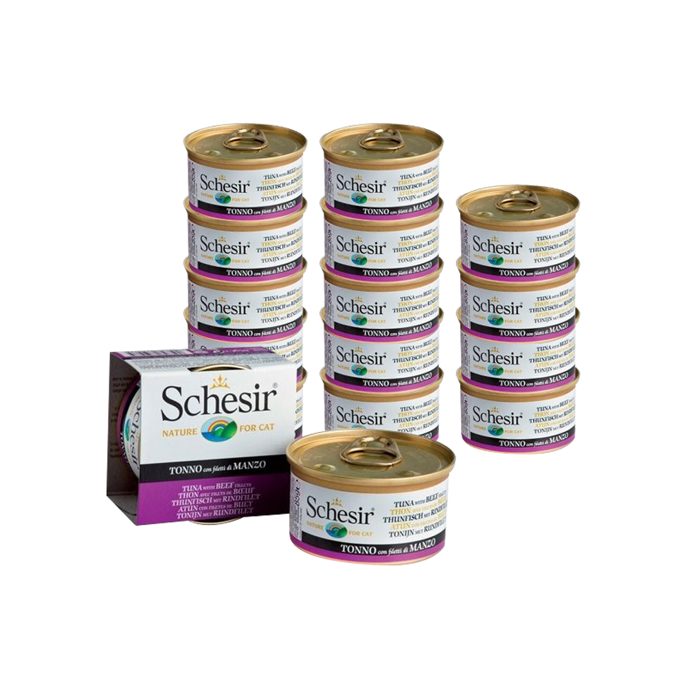 ПР0000498*14 Корм для кошек тунец, говядина конс. 85г (упаковка - 14 шт) SCHESIR 