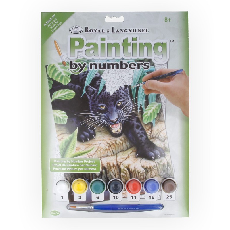 42 Раскраска по номерам 2 "Черный леопард" PJS ROYAL LANGNICKEL 