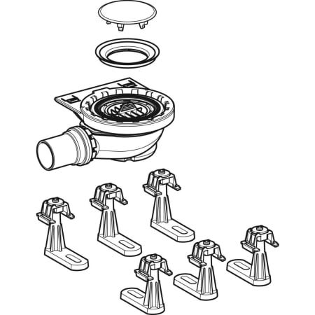 154.013.00.1 Сифон для душевых поддонов Geberit с шестью ножками, для душевой поверхности Setaplano, высота гидрозатвора 50 мм Geberit  - Вид №3