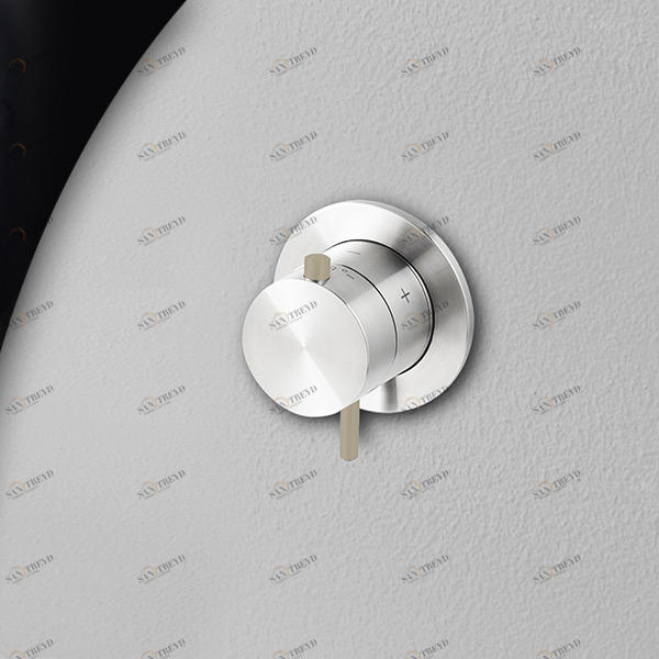 Термостат для душа глянцевая сталь с бежевой ручкой Toki Radomonte TER51LCIL18