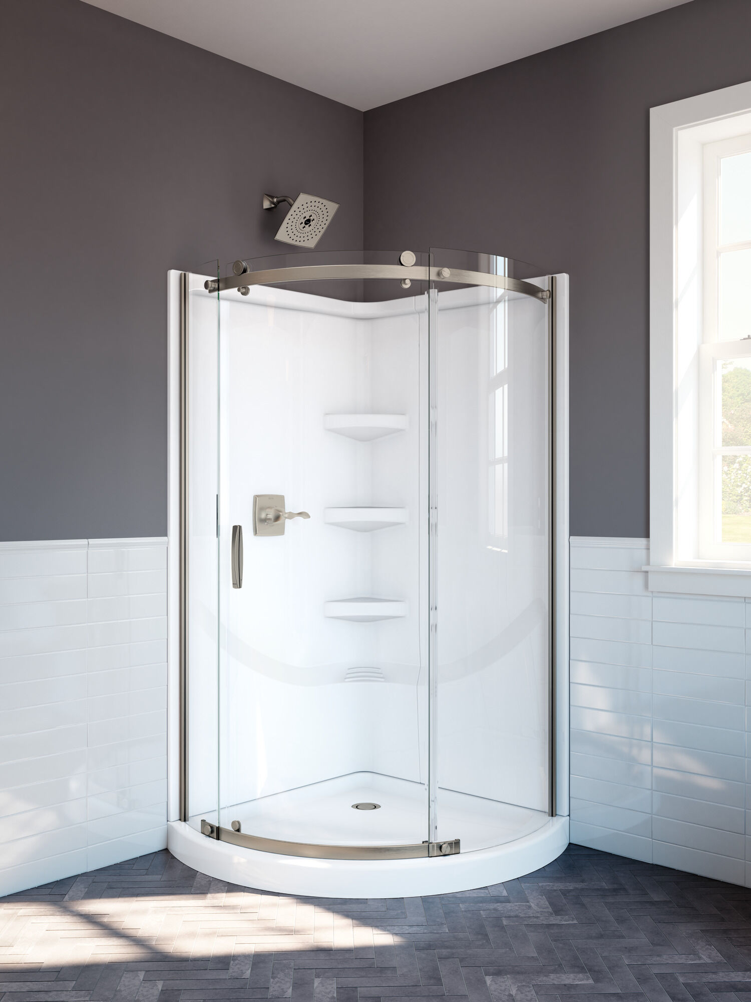 Угловой душевой поддон 38 '' Delta Faucet B711917-3838-WH - Вид №2