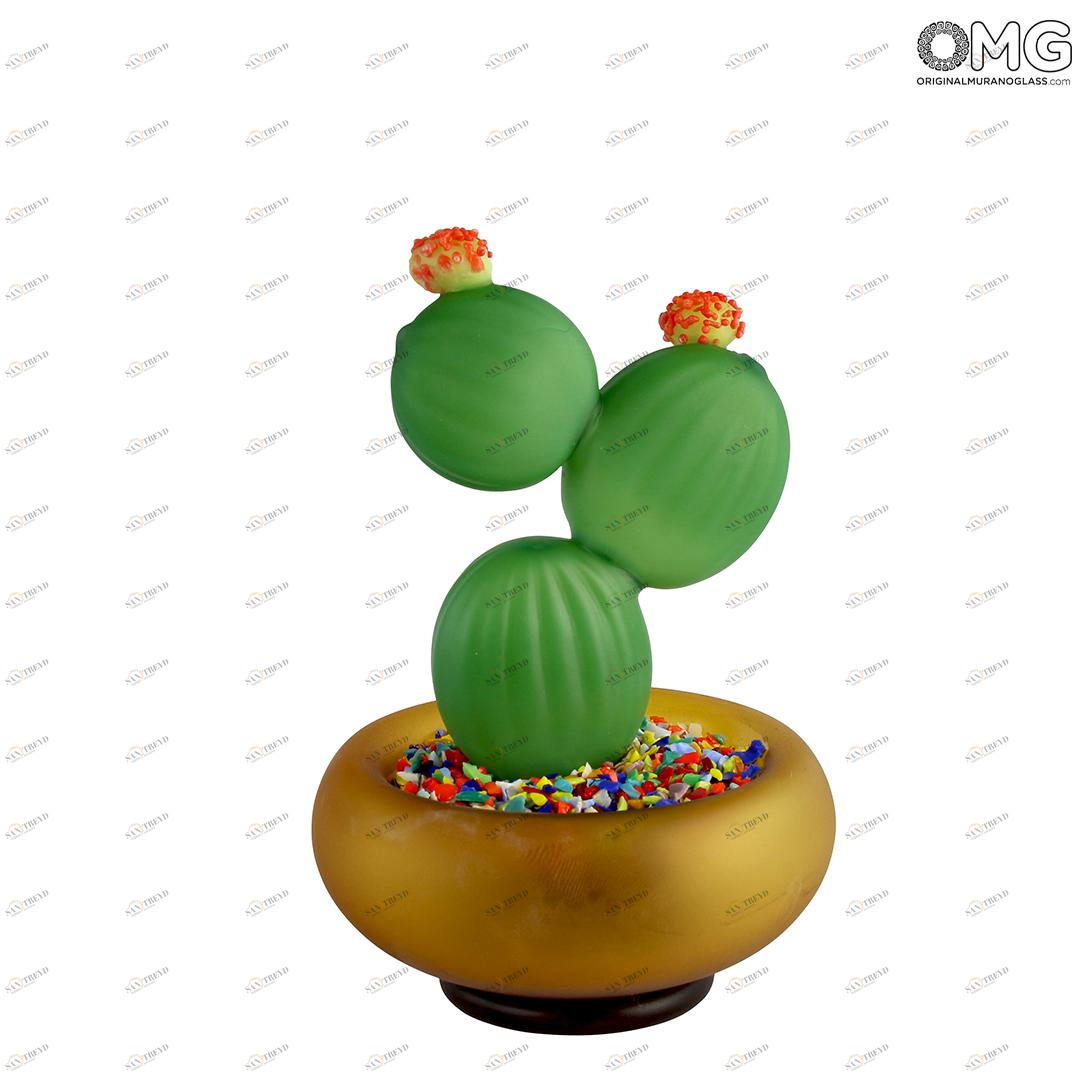 4430 ORIGINALMURANOGLASS Пресс-папье Кактус - муранское стекло OMG 10 см 