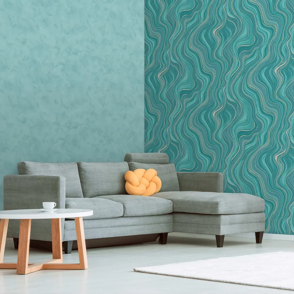 Обои флизелиновые Euro Decor Kawa зеленые 1.06 м ED7200-04 86750040 STLM-2152402 - Вид №3
