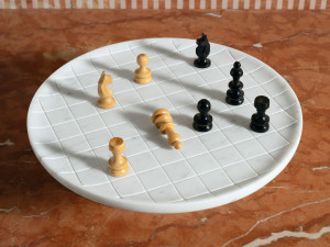 Круглый мраморный поднос