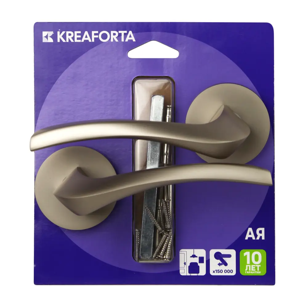 Дверная ручка на розетке KREAFORTA Ая без запирания цвет никель STLM-2174994 - Вид №3