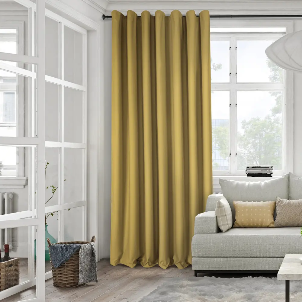 Штора на ленте Жаклин 160x280 см цвет горчичный 89398641 STLM-2023483 Santreyd 