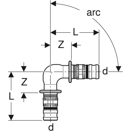 GEBERIT 628.271.00.5 Угольник Geberit Mepla  - Вид №2
