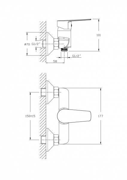 Смеситель для душа Rush Disco DI6935-63, хром 115216 - Вид №1