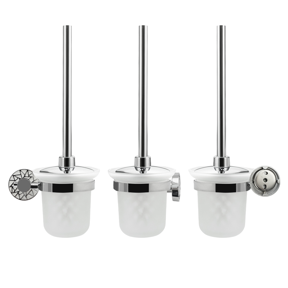 GFmark - Ёрш для унитаза стеклянный, с креплением к стене, с БЕЛОЙ МОЗАИКОЙ, код: 3205  - Вид №4