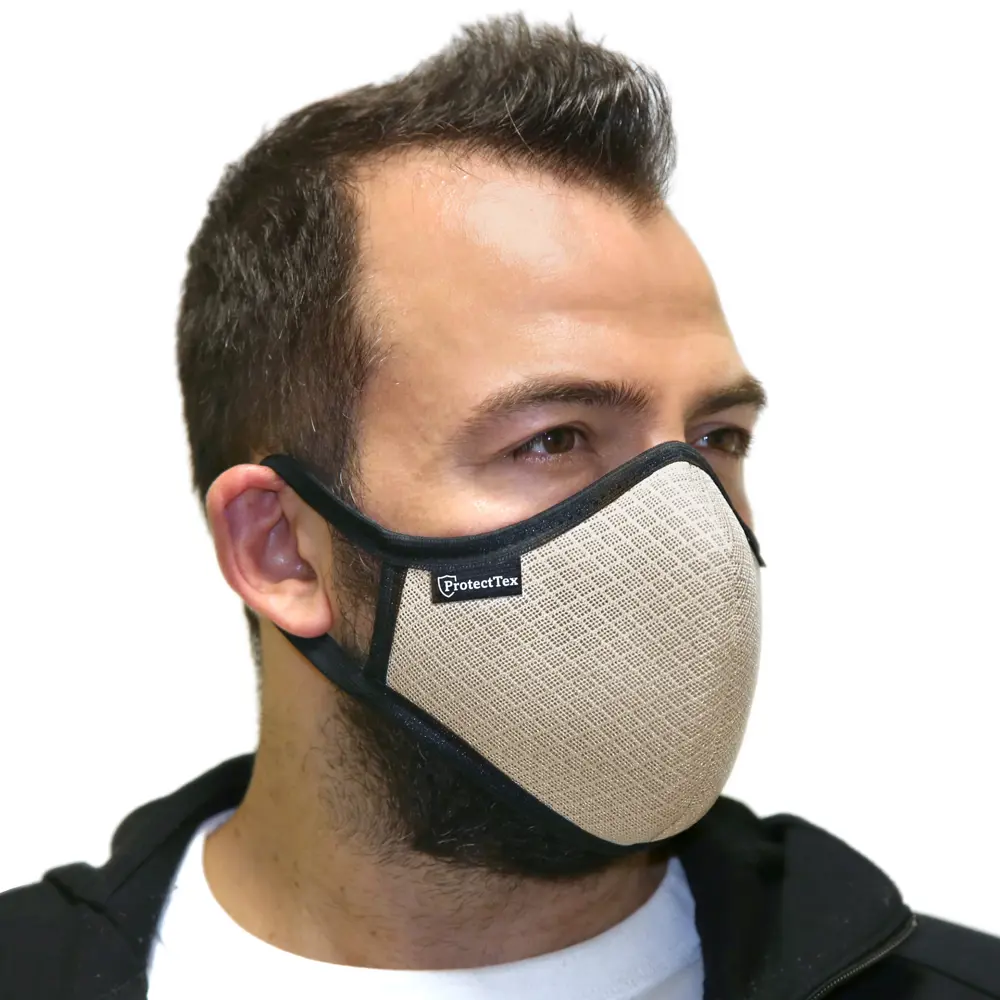 Маска для лица гигиеническая многоразовая ProtectTex, 190x140x5 мм, ПЭ/ппр, цвет бежевый Santreyd STLM-2209605 - Вид №2