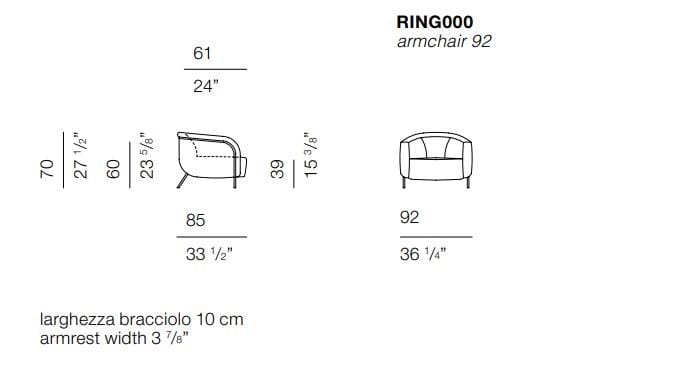 Бархатное кресло с подлокотниками BODEMA кольцо ARCH-00056532 - Вид №2