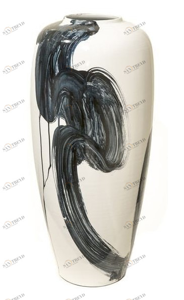 Ваза белая с серым рисунком "Абстракция B" UNICO ДИЗАЙНЕРСКИЕ 255429 Белый 