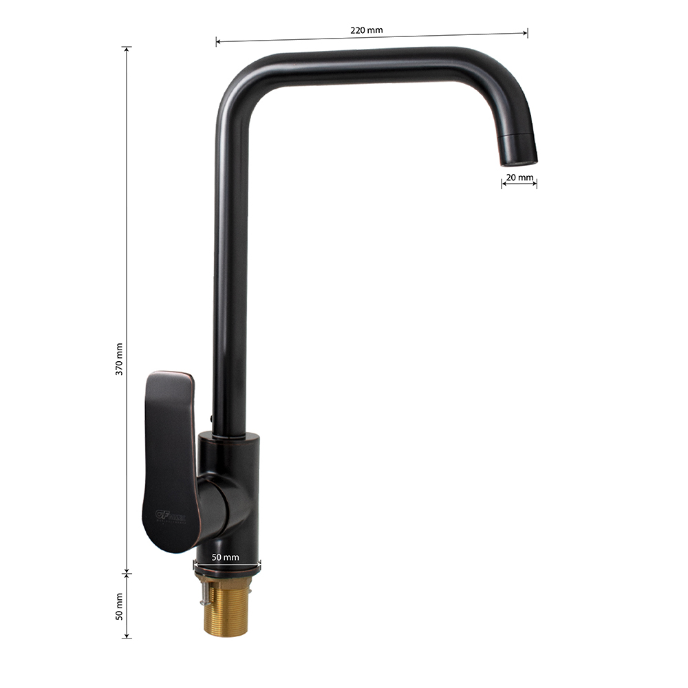 GFmark - Смеситель кухонный, шаровый, боковой, под состаренную МЕДЬ, код: 5754  - Вид №3