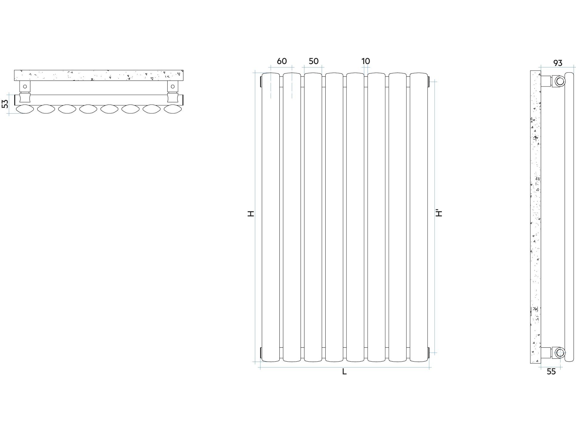 Вертикальный стальной мебельный радиатор с эллиптическими трубчатыми элементами Irsap Ellipsis ARCH-00136172 - Вид №6