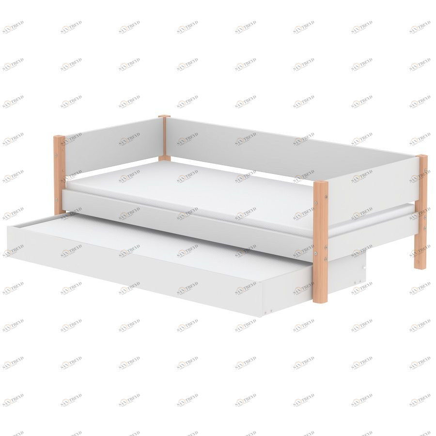 Кровать Flexa White с дополнительным спальным местом, 200 см, белая лакированная 901075895