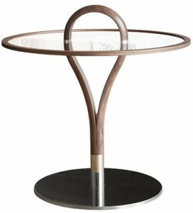 Tonon Круглый журнальный столик из дерева и стекла