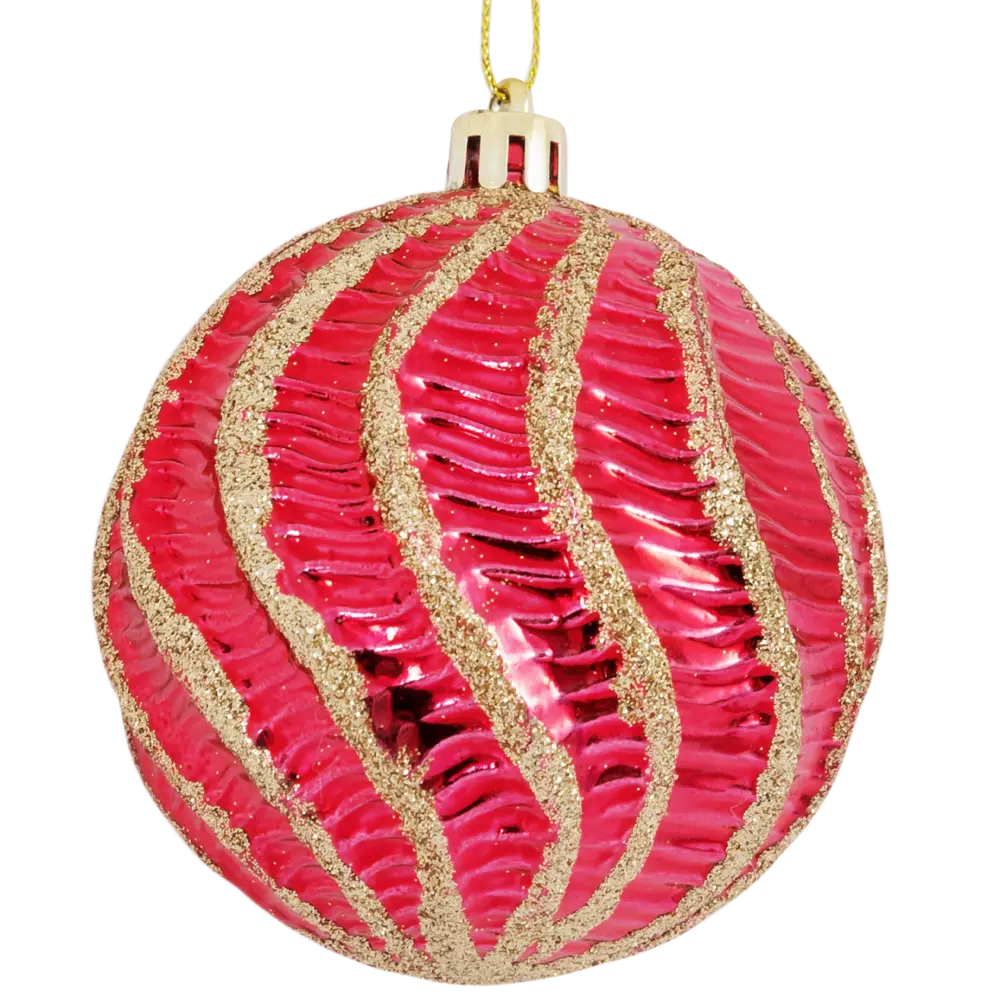 85156509 Елочный шар «Изгибы» ø8 см пластик красный STLM-0961835 Santreyd  - Вид №1