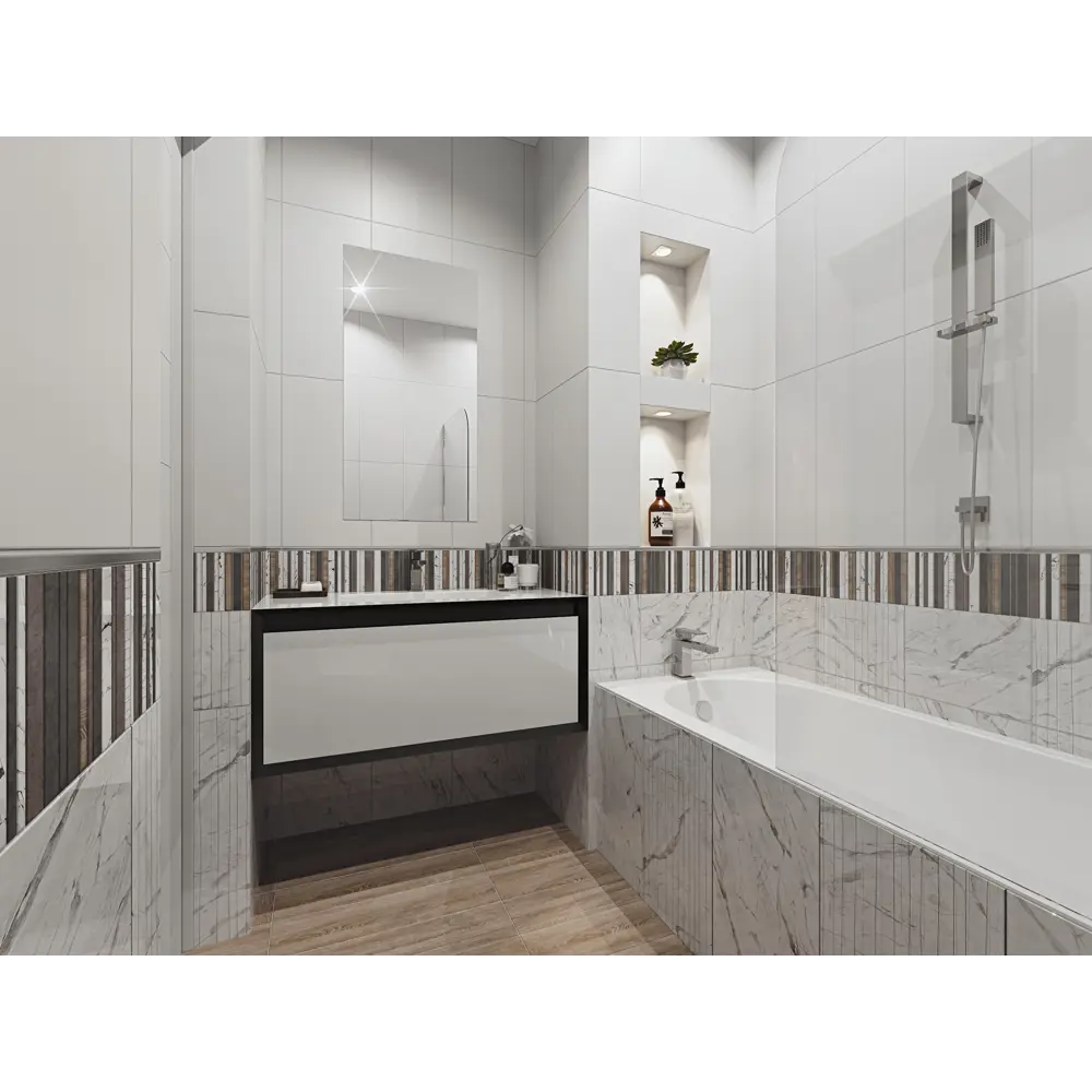 Плитка настенная Wave Marble 60x30 см 1.62 м2 цвет белый матовый BELANI STLM-2017207 - Вид №3