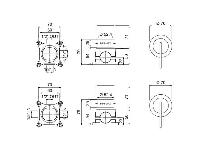 Встраиваемый смеситель для душа с 2 отверстиями QD Magistro Lab Swing ARCH-00070962 - Вид №1