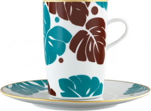 10564657 Furstenberg Набор кружек с блюдцами Furstenberg "Ореол цветной" 340мл, 2 шт (оранжево-зеленая,сине-коричневая) Фарфор, Керамика