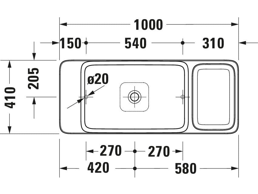 Керамическая и мраморная прямоугольная подвесная раковина с столешницей Duravit Qatego ARCH-00093679 - Вид №9
