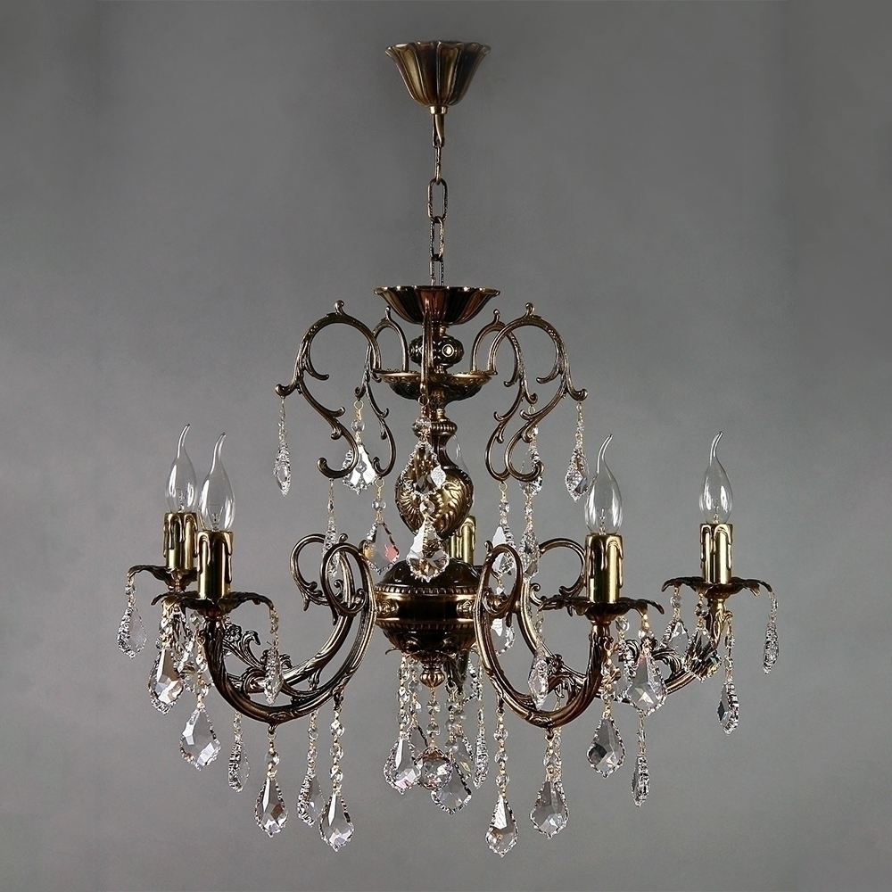 096632 Люстра Ambiente 5L 8888/5 PB Leaf Crystal Mantra Alicante