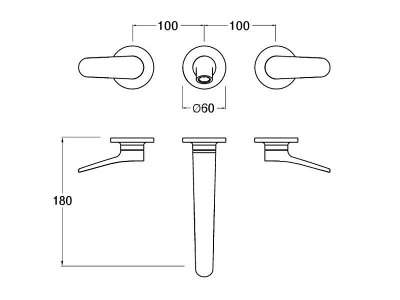 Настенный смеситель для раковины без слива с отдельными розетками CRISTINA Rubinetterie бочка ARCH-00012192