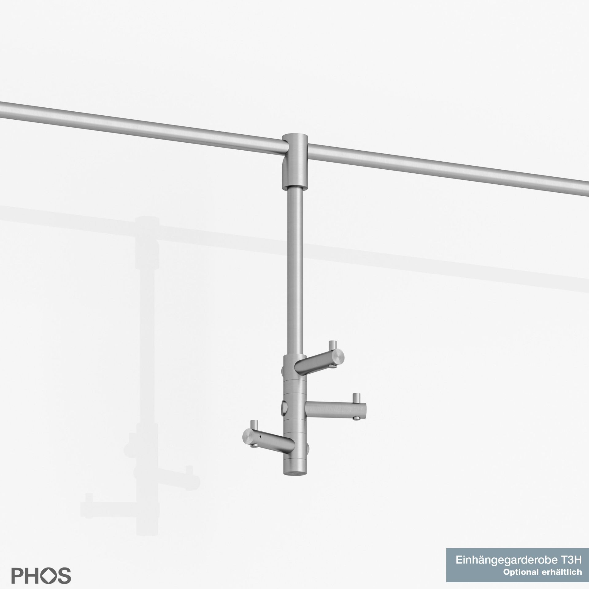 G3-600G Навесной шкаф со штангой для одежды и вешалкой для шляп из стекла - ширина 65 см PHOS  - Вид №6