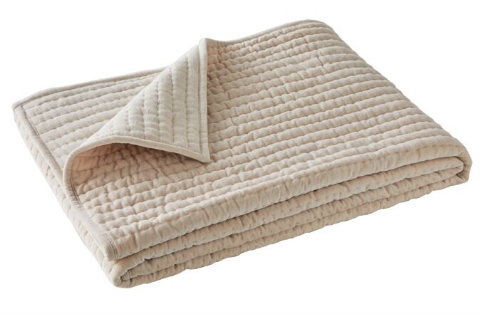 TIBET_E_240 Покрывало экрю 240/260 верх хлопок вельвет, низ хлопок Blanc des Vosges Santreyd 